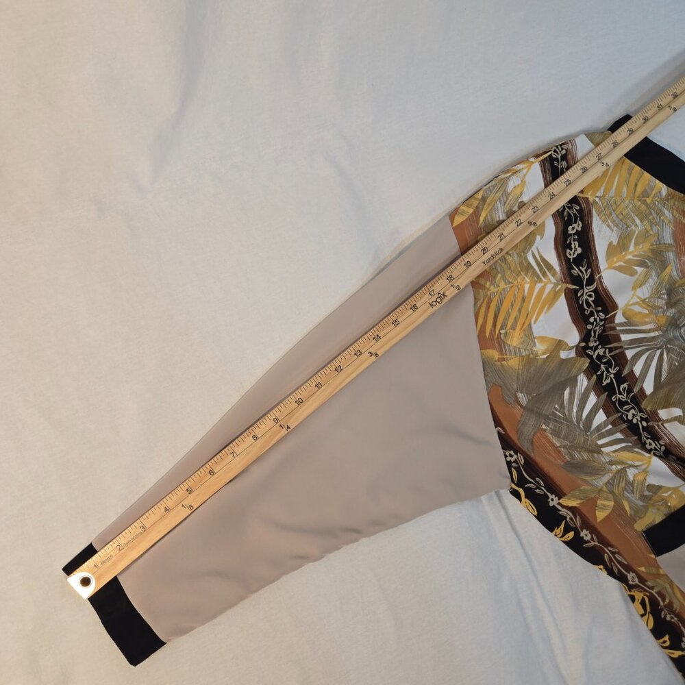 USA Made PETER POPOVITCH Vintage Retro Silky Tan  Floral Bomber Jacket Size X-L. - Picture 16 of 16